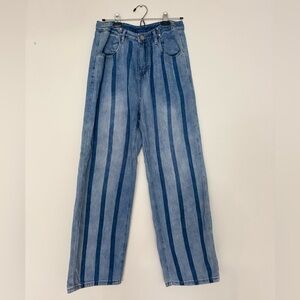 Striped Blue Denim Jeans